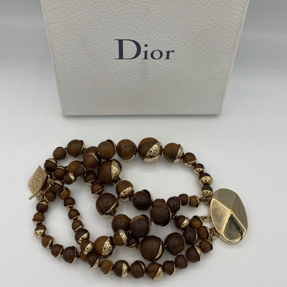 Rare Dior Mis En Dior Wood & Gold Bracelet - Picture 4 of 8
